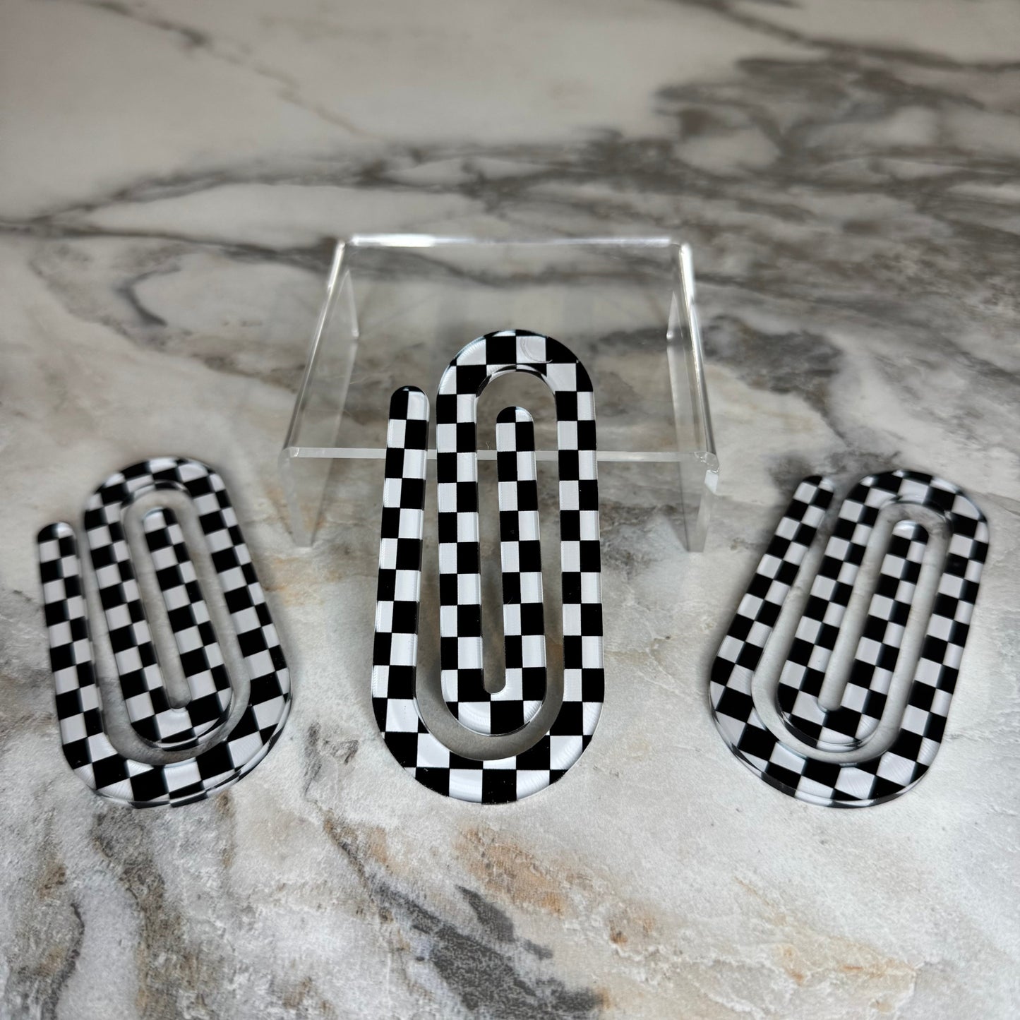 Jumbo Paperclip - Black White Checker