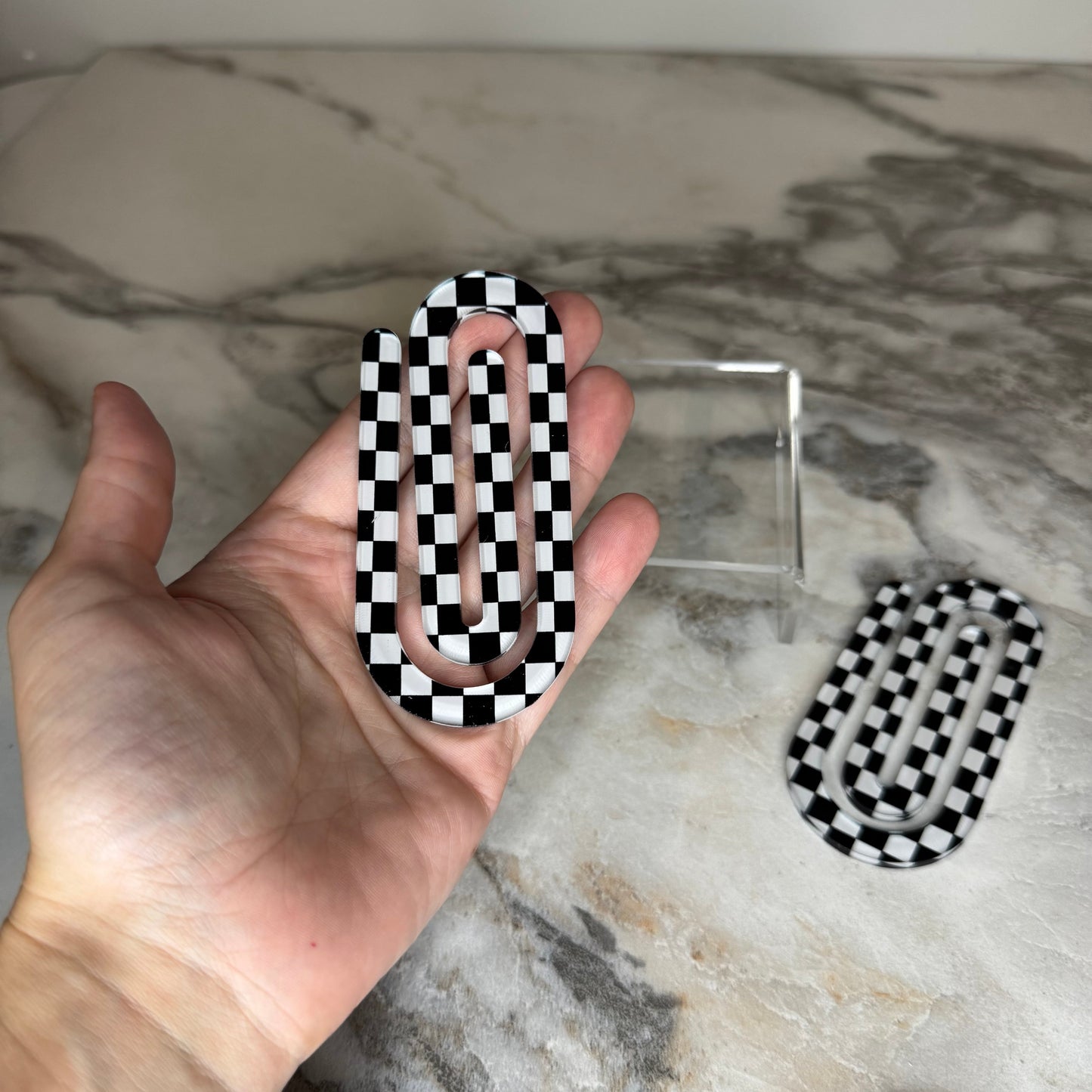 Jumbo Paperclip - Black White Checker