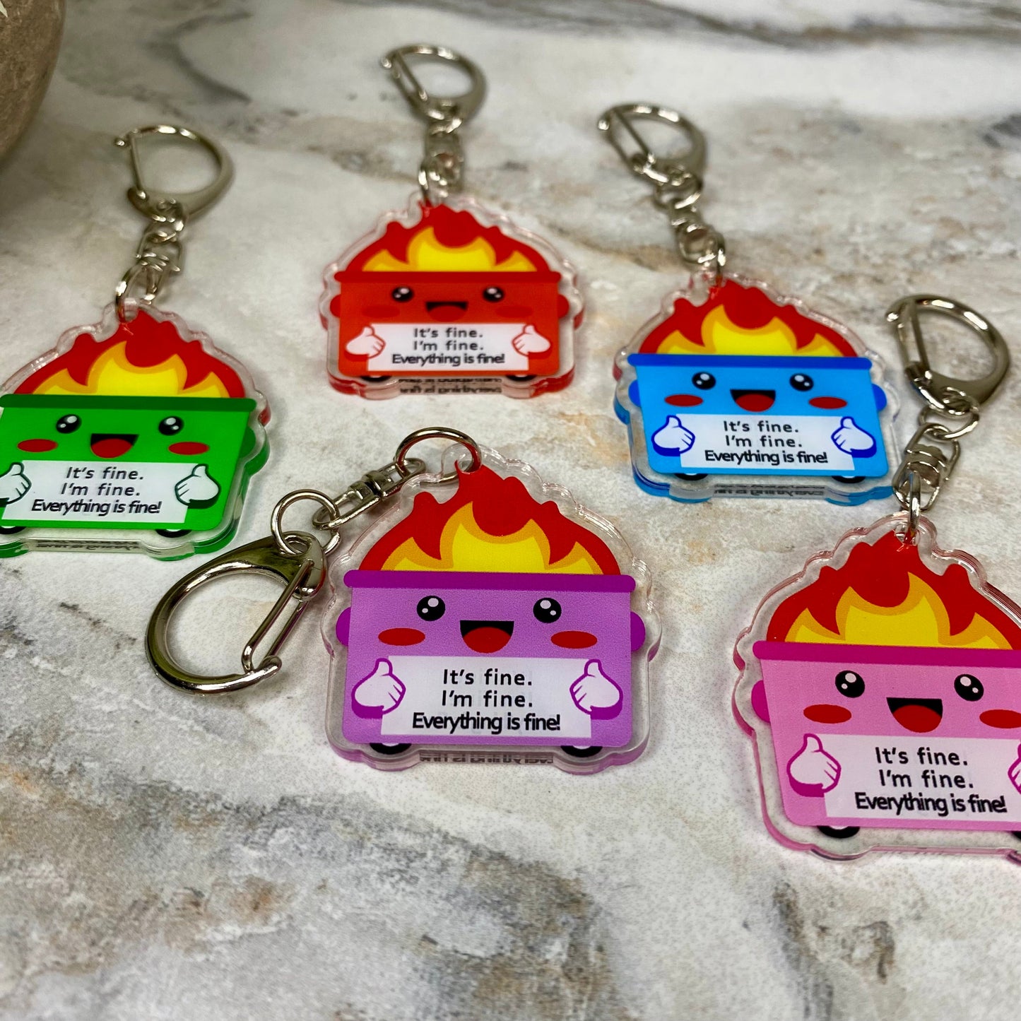 Keychain - Clear Dumpster Fire Mix