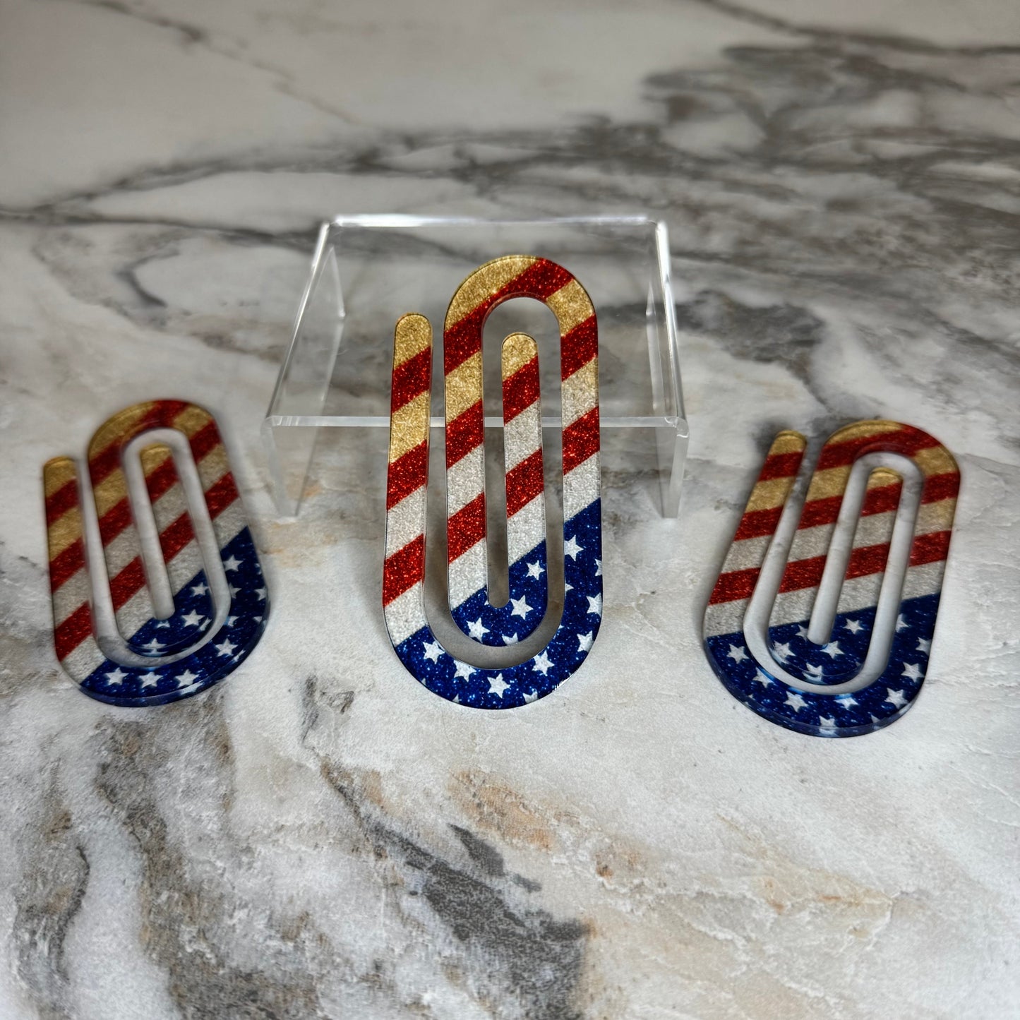 Jumbo Paperclip - Glitter American Flag