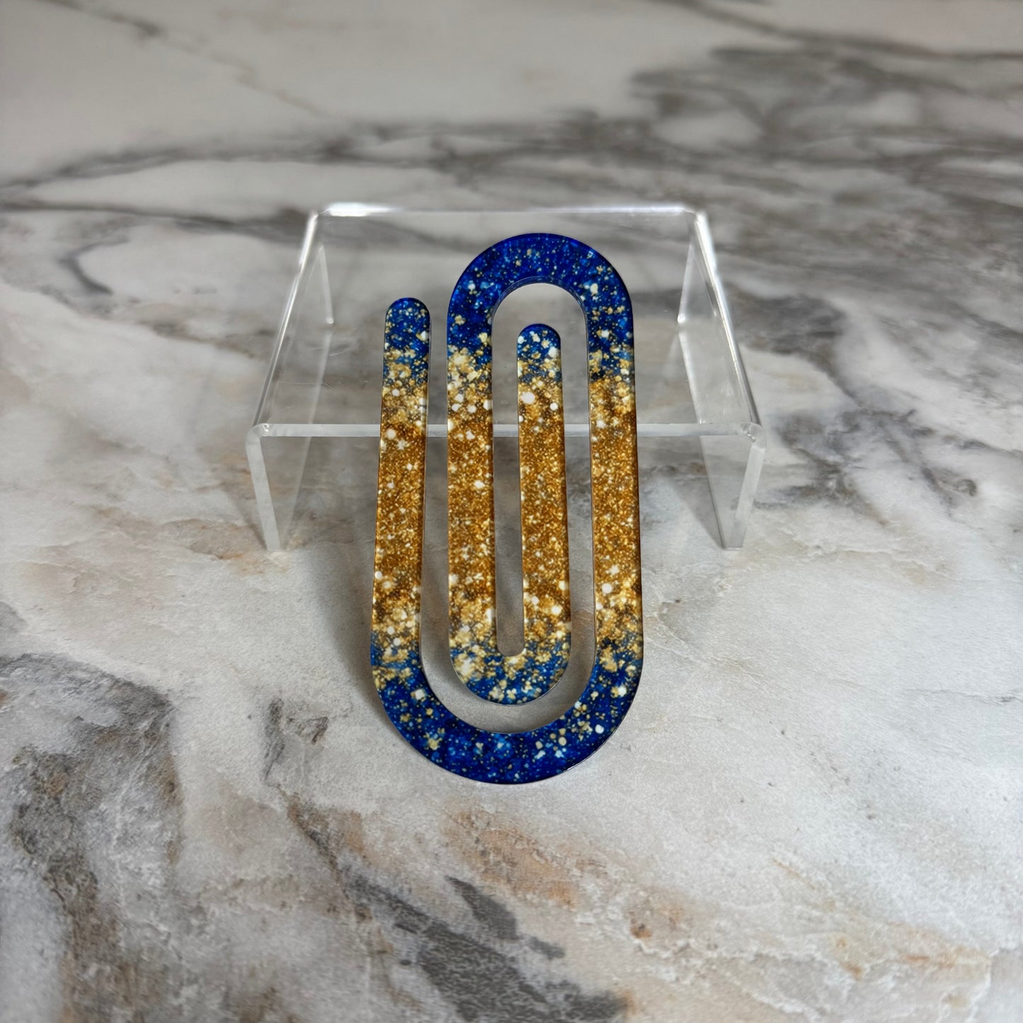 Jumbo Paperclip - Blue Gold Glitter