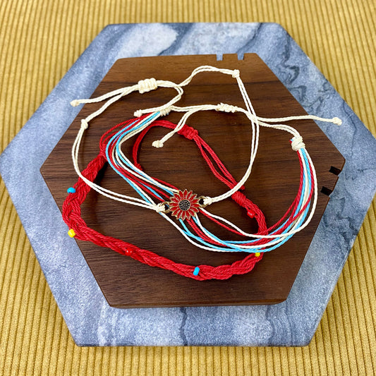 Bracelet Pack - Adjustable String Red Sunflower