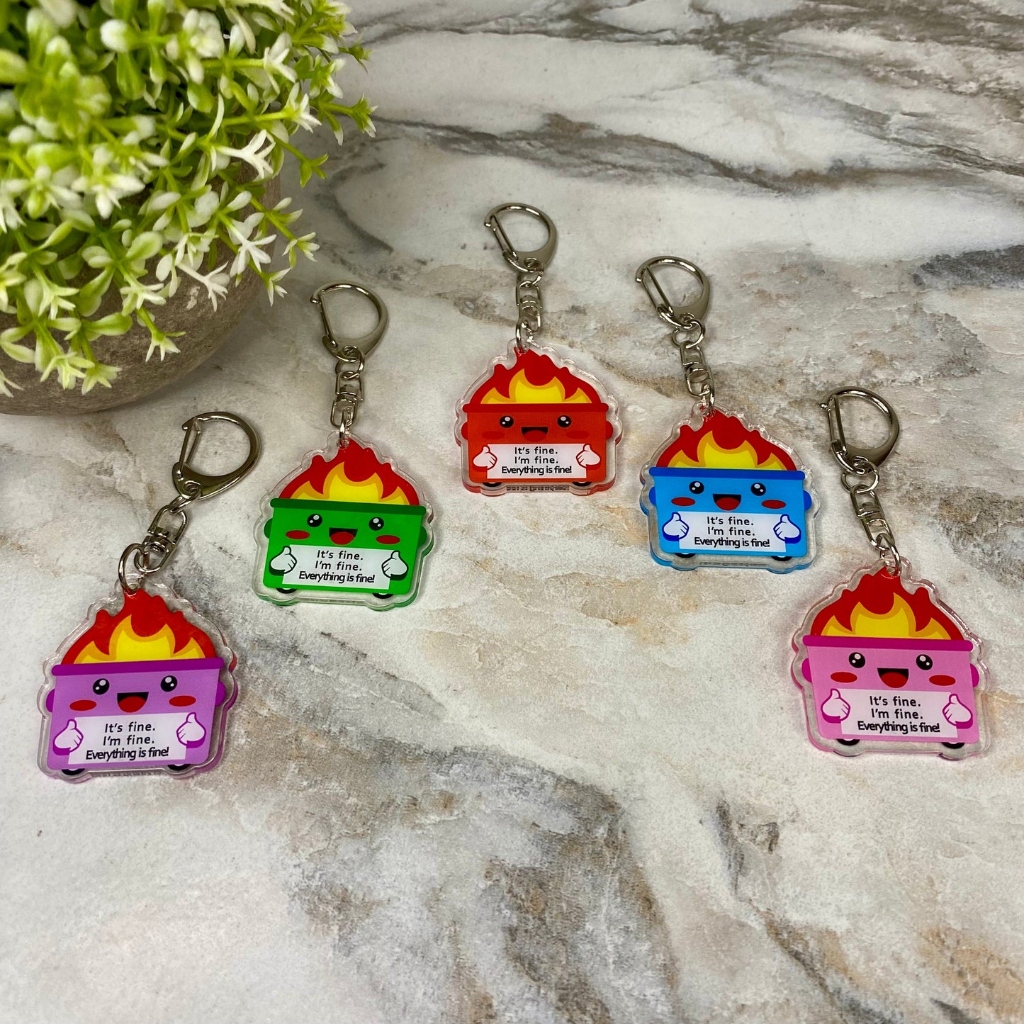 Keychain - Clear Dumpster Fire Mix