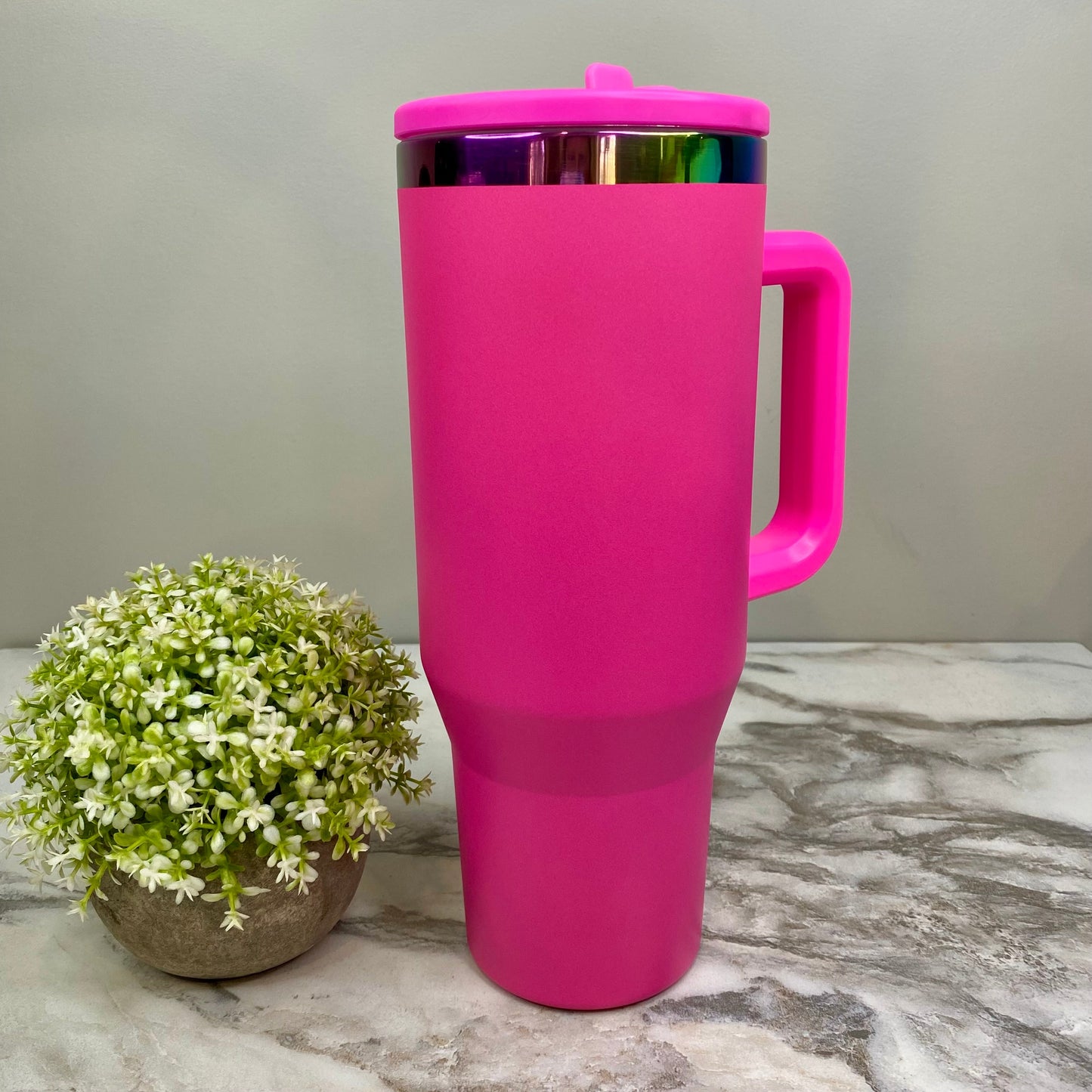 Tumbler 40oz - Built-In Straw Top - Hot Pink