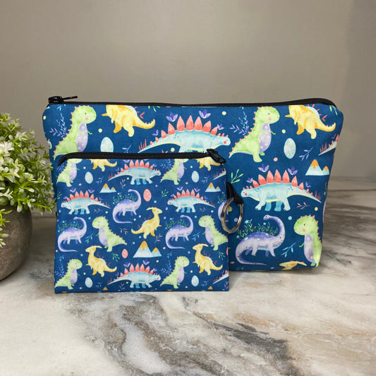 Pouch & Mini Pouch Bundled Set - Blue Dino