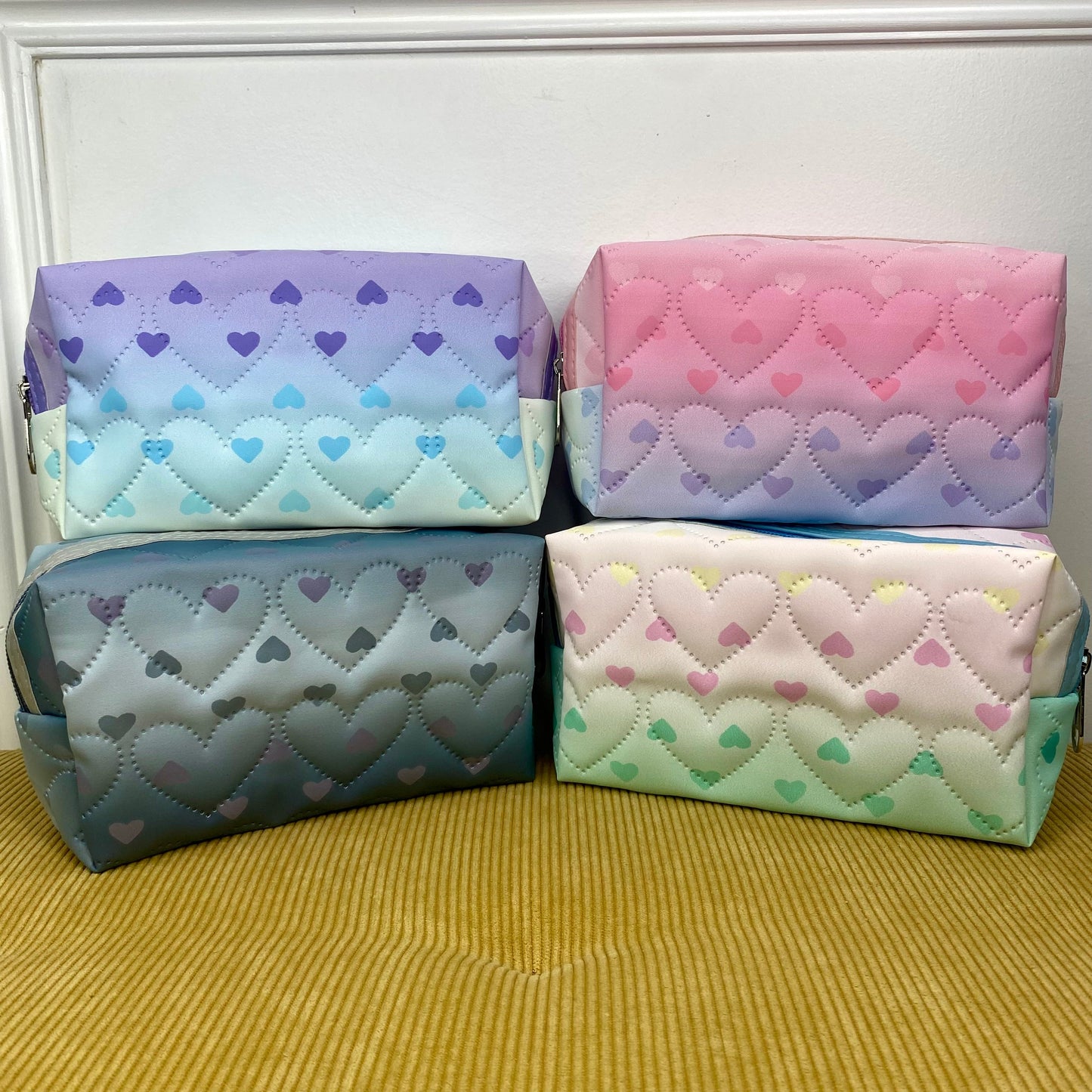 Stand Up Rectangle Zip Bag - Hearts