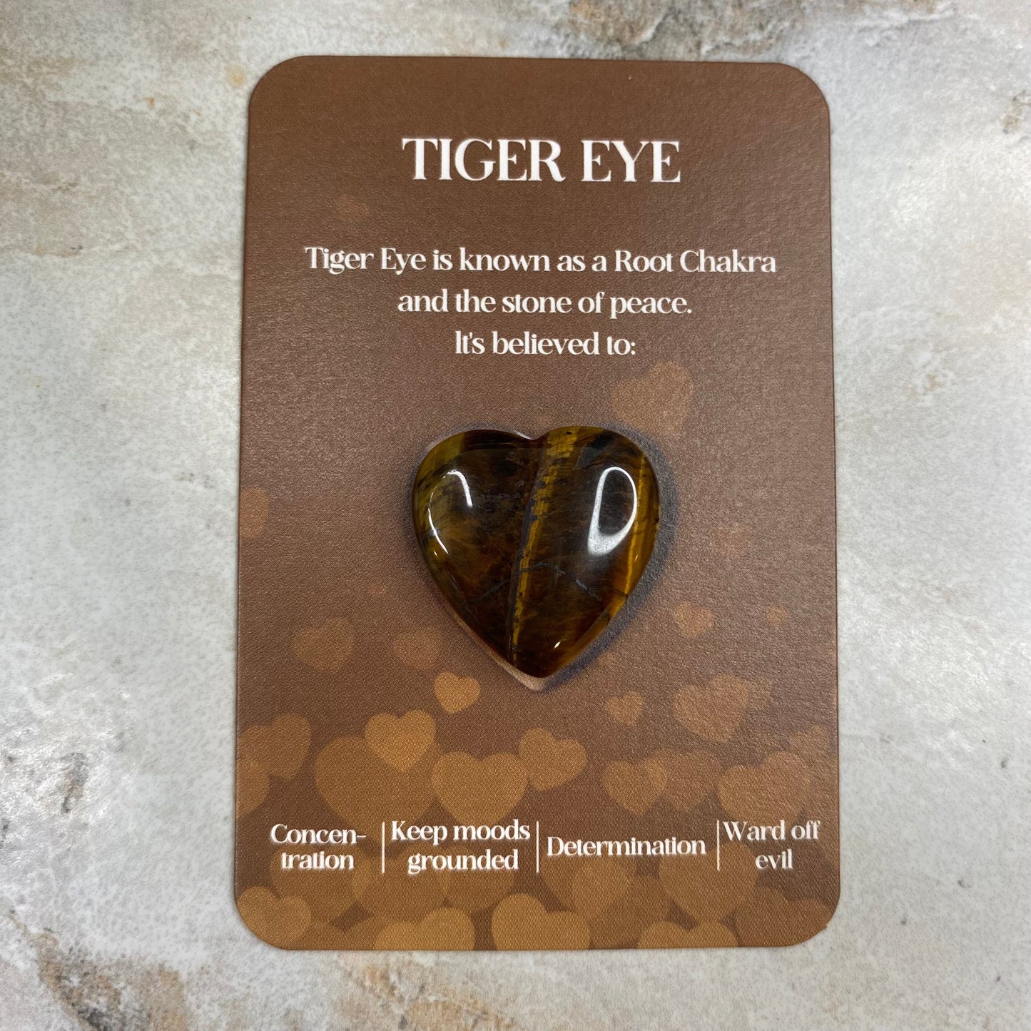 Heart Stone & Description Card - Tiger Eye