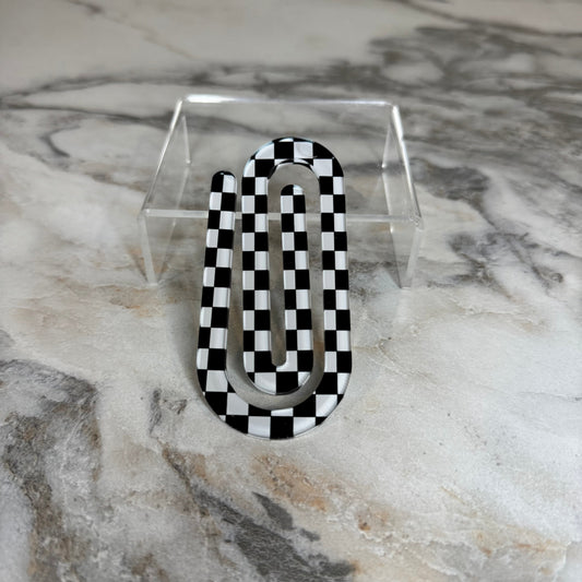 Jumbo Paperclip - Black White Checker