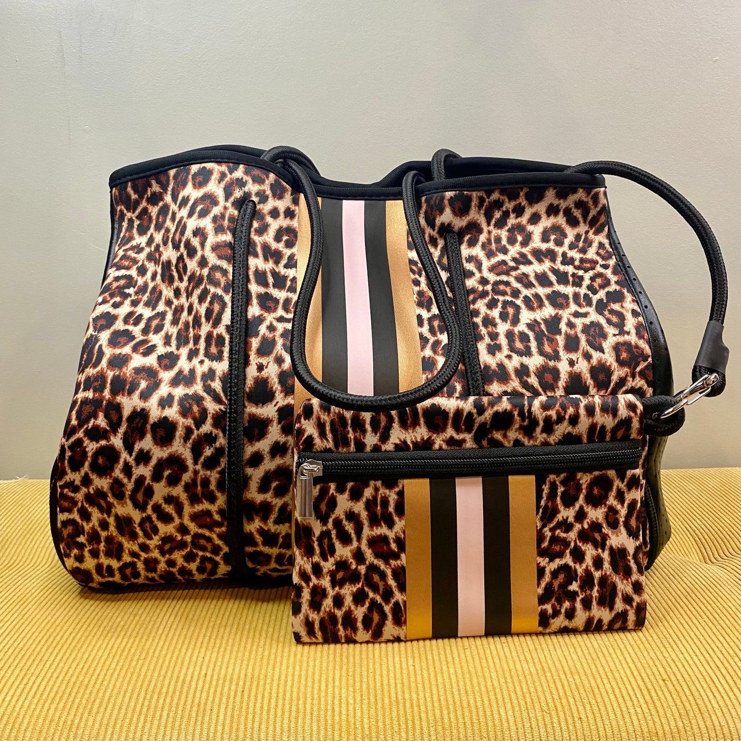 Neoprene Tote - Gold Animal Stripe