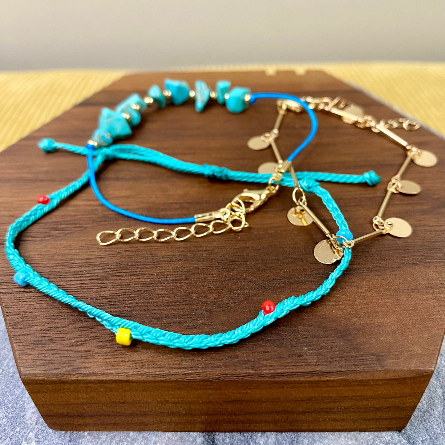 Bracelet Pack - Adjustable Turquoise & Gold