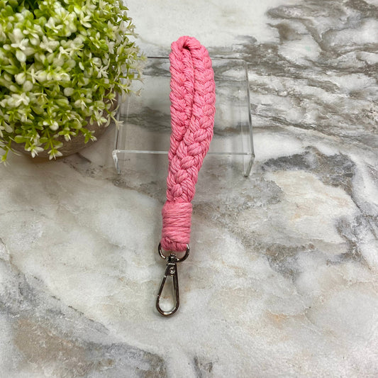 Keychain - Macrame Bracelet - Braided Pink