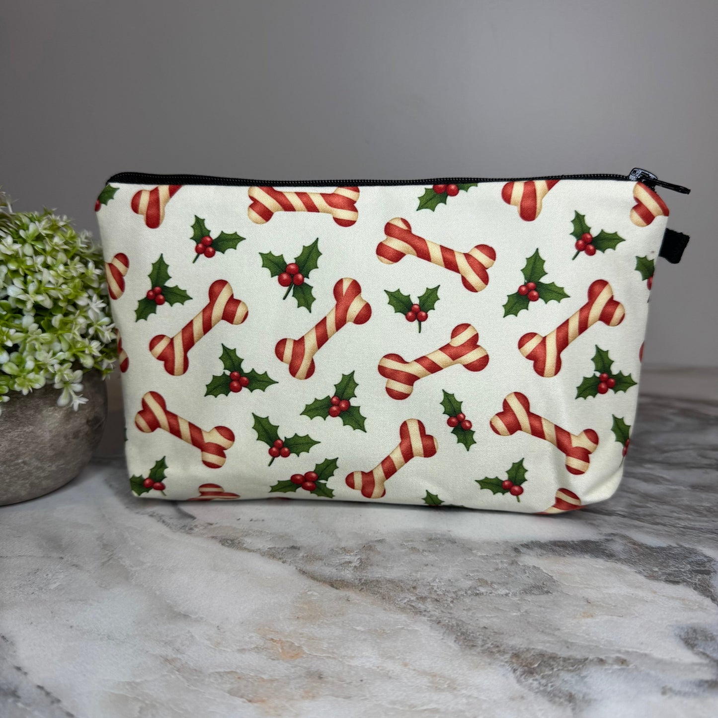 Pouch - Christmas Holiday - Dog Candy Cane Bone