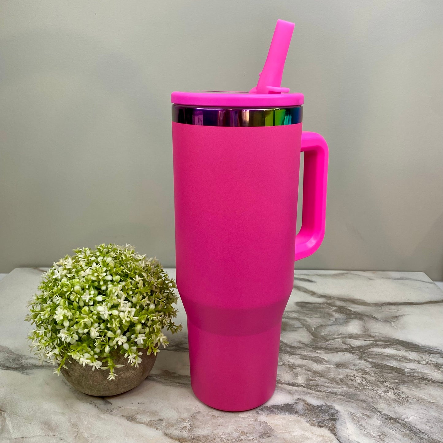 Tumbler 40oz - Built-In Straw Top - Hot Pink