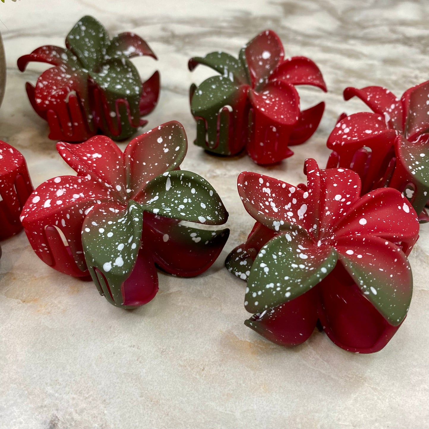 Hair Clip - Speckle Floral Poinsettia