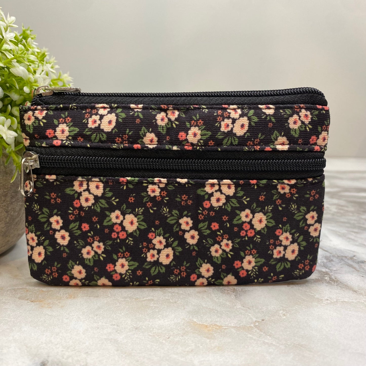 Mini Double Zip Pouch - Floral