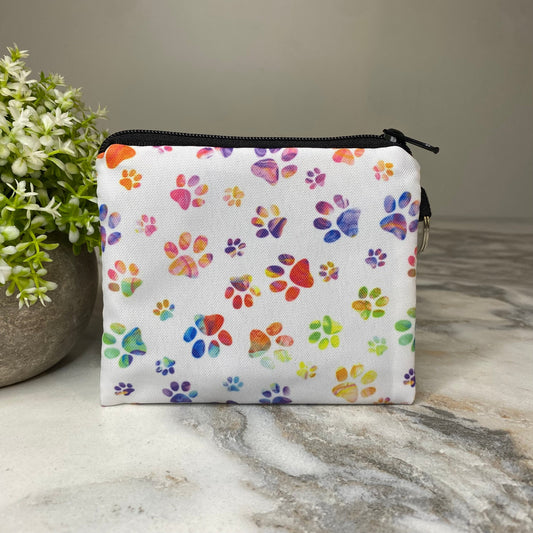 Mini Pouch - White Rainbow Paw