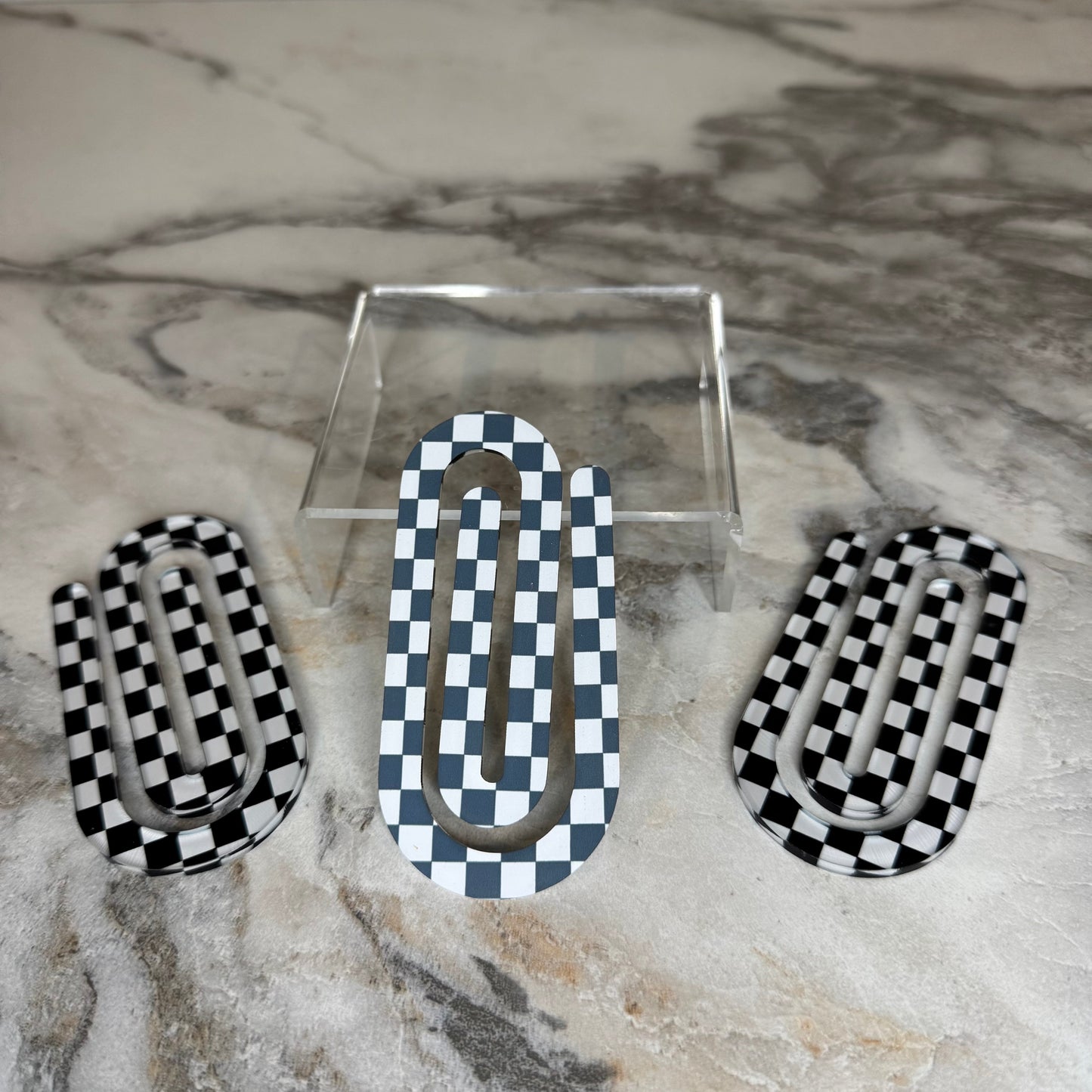 Jumbo Paperclip - Black White Checker