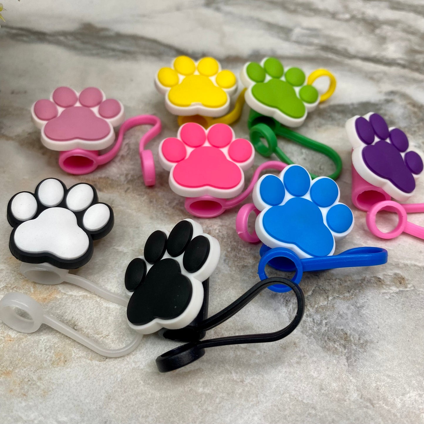 Silicone Straw Toppers Tumbler - Paw #2