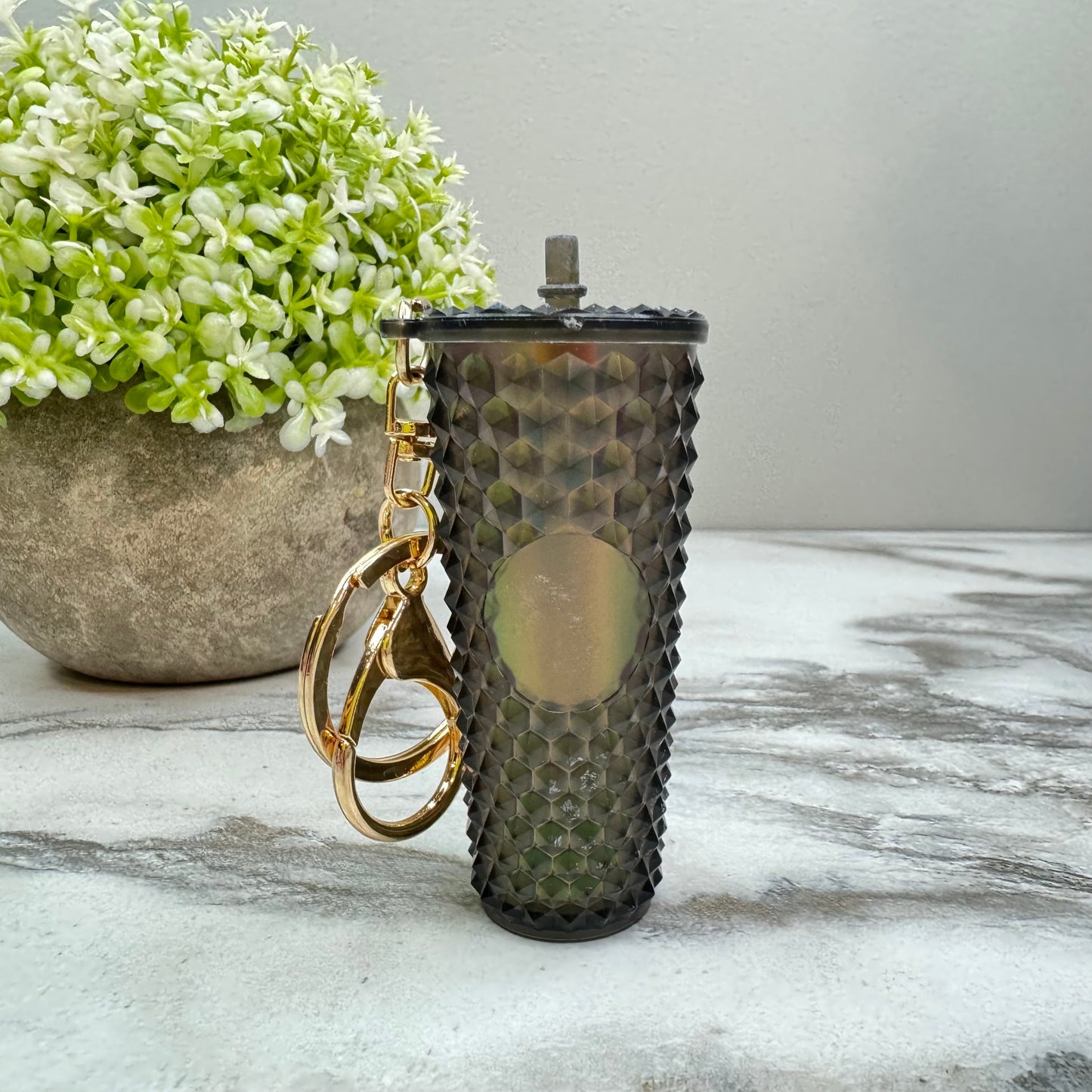 Keychain - Studded Tumbler - Olive Oilslick