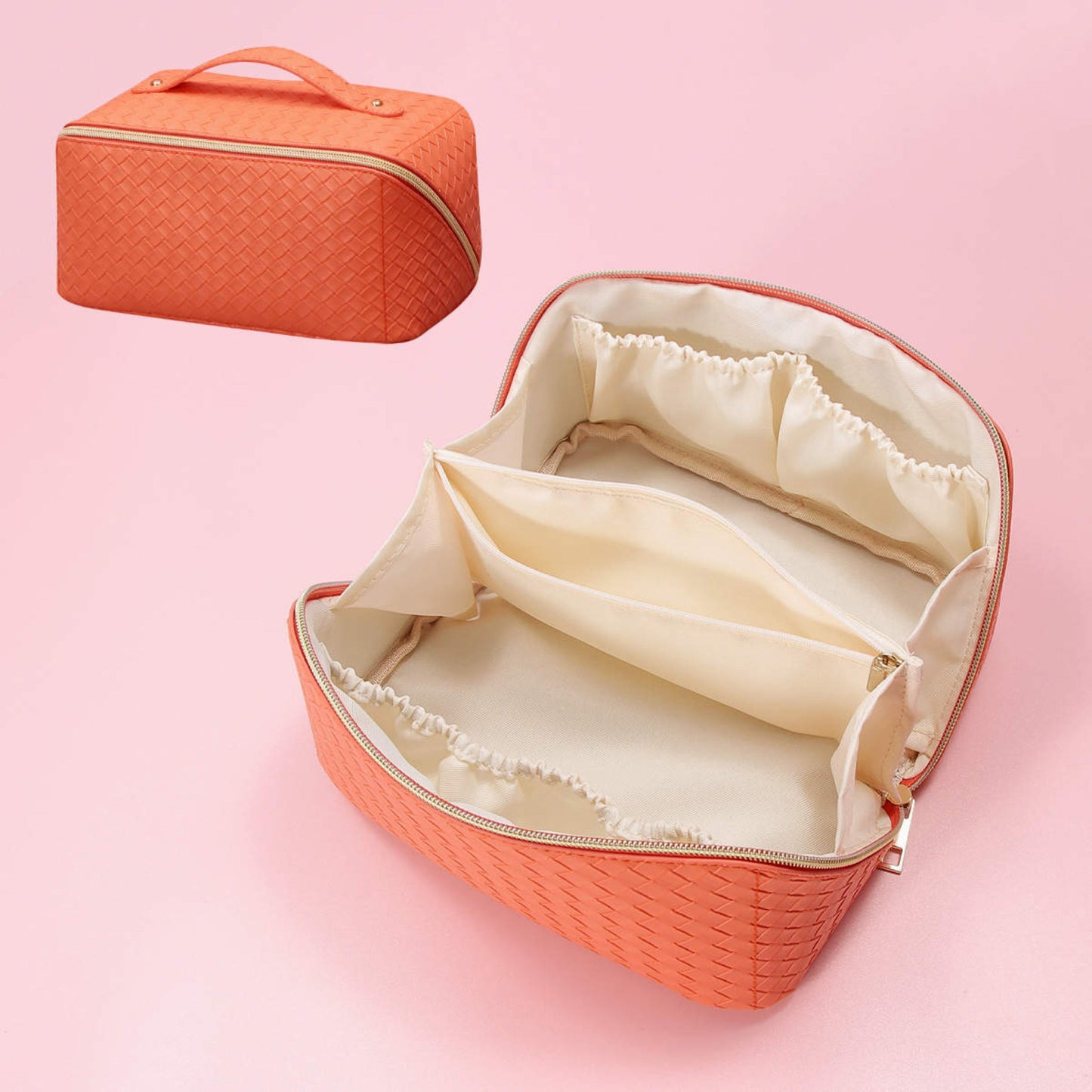 Oversized Lay Flat Cosmetic Bag - Woven Solids